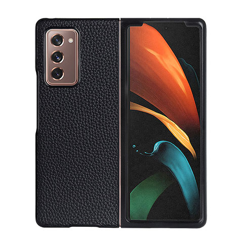 Funda Bumper Lujo Cuero y Plastico Mate Carcasa BH2 para Samsung Galaxy Z Fold2 5G Negro