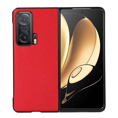 Funda Bumper Lujo Cuero y Plastico Mate Carcasa BH3 para Huawei Honor Magic V 5G Rojo