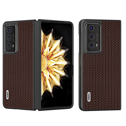 Funda Bumper Lujo Cuero y Plastico Mate Carcasa BH3 para Huawei Honor Magic V2 Ultimate 5G Marron