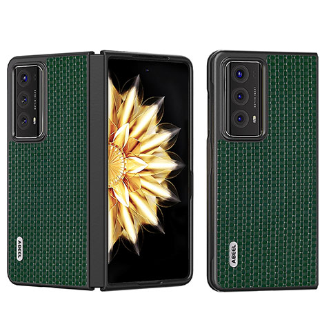 Funda Bumper Lujo Cuero y Plastico Mate Carcasa BH3 para Huawei Honor Magic V2 Ultimate 5G Verde