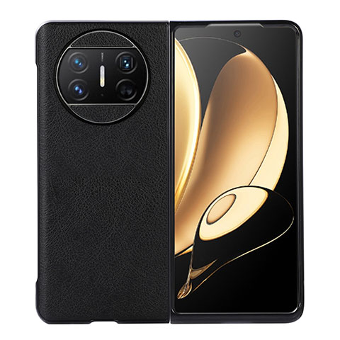 Funda Bumper Lujo Cuero y Plastico Mate Carcasa BH3 para Huawei Mate X3 Negro