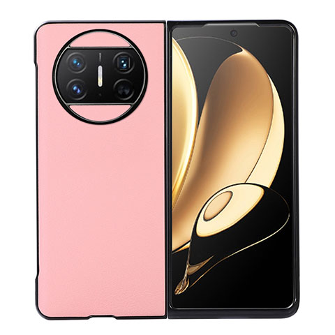 Funda Bumper Lujo Cuero y Plastico Mate Carcasa BH3 para Huawei Mate X3 Rosa