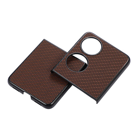 Funda Bumper Lujo Cuero y Plastico Mate Carcasa BH3 para Huawei P50 Pocket Marron