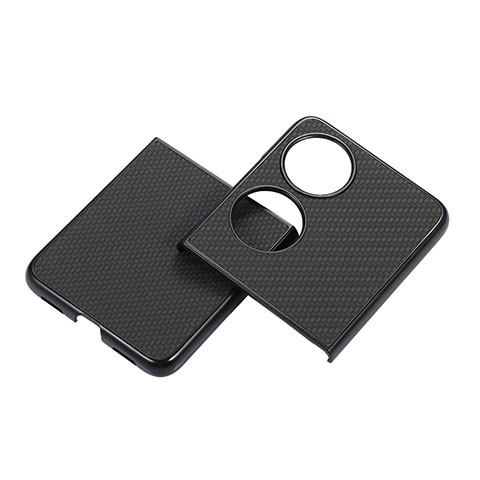 Funda Bumper Lujo Cuero y Plastico Mate Carcasa BH3 para Huawei P50 Pocket Negro