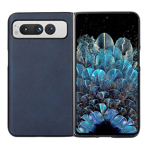 Funda Bumper Lujo Cuero y Plastico Mate Carcasa BH4 para Google Pixel Fold 5G Azul