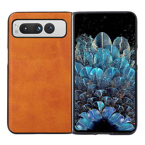 Funda Bumper Lujo Cuero y Plastico Mate Carcasa BH4 para Google Pixel Fold 5G Naranja