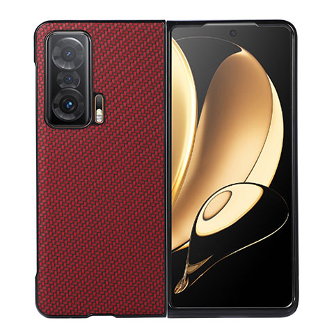 Funda Bumper Lujo Cuero y Plastico Mate Carcasa BH4 para Huawei Honor Magic V 5G Rojo