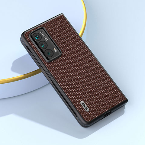 Funda Bumper Lujo Cuero y Plastico Mate Carcasa BH4 para Huawei Honor Magic Vs2 5G Marron