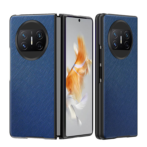 Funda Bumper Lujo Cuero y Plastico Mate Carcasa BH4 para Huawei Mate X3 Azul