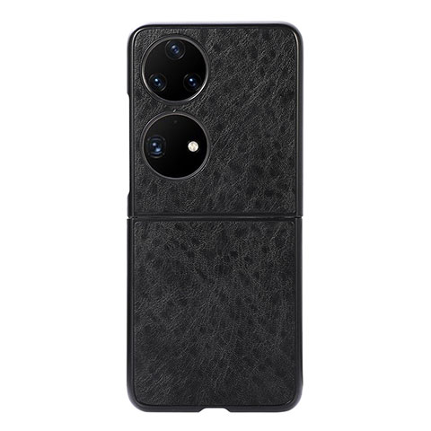 Funda Bumper Lujo Cuero y Plastico Mate Carcasa BH4 para Huawei P60 Pocket Negro