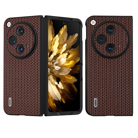 Funda Bumper Lujo Cuero y Plastico Mate Carcasa BH4 para OnePlus Open 5G Marron