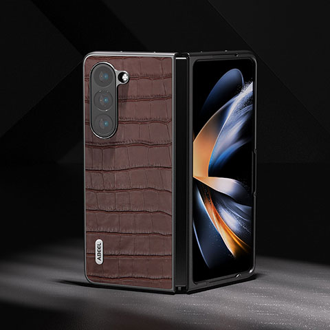 Funda Bumper Lujo Cuero y Plastico Mate Carcasa BH4 para Samsung Galaxy Z Fold5 5G Marron