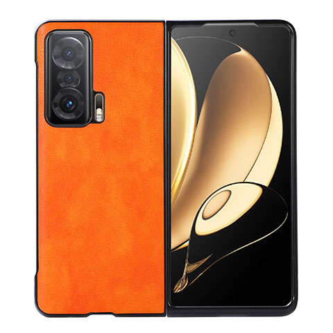 Funda Bumper Lujo Cuero y Plastico Mate Carcasa BH5 para Huawei Honor Magic V 5G Naranja