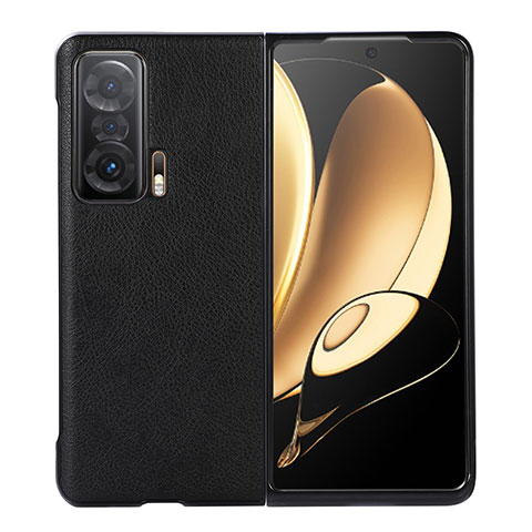 Funda Bumper Lujo Cuero y Plastico Mate Carcasa BH5 para Huawei Honor Magic V 5G Negro