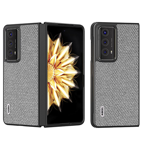 Funda Bumper Lujo Cuero y Plastico Mate Carcasa BH5 para Huawei Honor Magic V2 Ultimate 5G Gris Oscuro