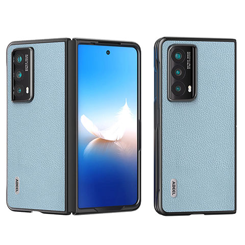 Funda Bumper Lujo Cuero y Plastico Mate Carcasa BH5 para Huawei Honor Magic Vs2 5G Azul Claro