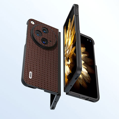 Funda Bumper Lujo Cuero y Plastico Mate Carcasa BH5 para OnePlus Open 5G Marron