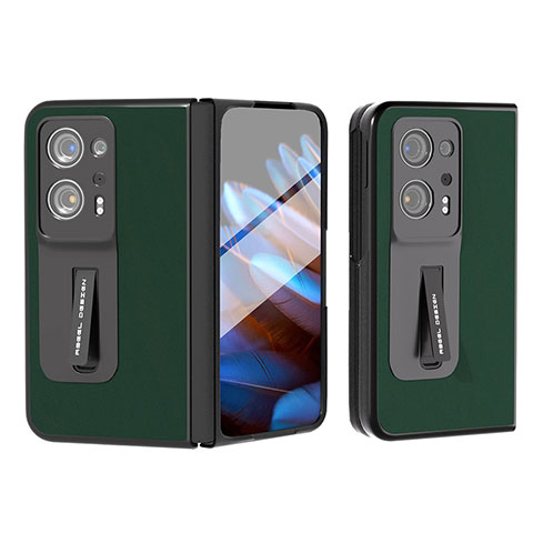 Funda Bumper Lujo Cuero y Plastico Mate Carcasa BH5 para Oppo Find N2 5G Verde