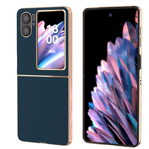 Funda Bumper Lujo Cuero y Plastico Mate Carcasa BH5 para Oppo Find N2 Flip 5G Azul