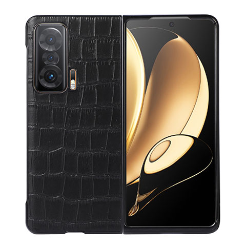 Funda Bumper Lujo Cuero y Plastico Mate Carcasa BH6 para Huawei Honor Magic V 5G Negro