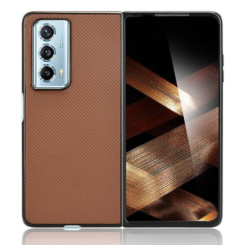 Funda Bumper Lujo Cuero y Plastico Mate Carcasa BH6 para Huawei Honor Magic Vs2 5G Marron