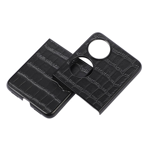 Funda Bumper Lujo Cuero y Plastico Mate Carcasa BH6 para Huawei P60 Pocket Negro