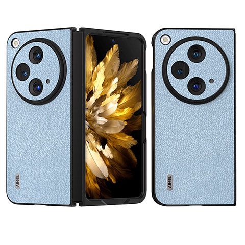 Funda Bumper Lujo Cuero y Plastico Mate Carcasa BH6 para OnePlus Open 5G Azul Cielo