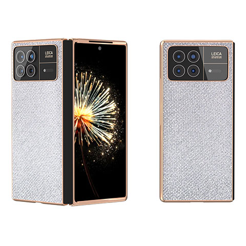 Funda Bumper Lujo Cuero y Plastico Mate Carcasa BH6 para Xiaomi Mix Fold 3 5G Plata