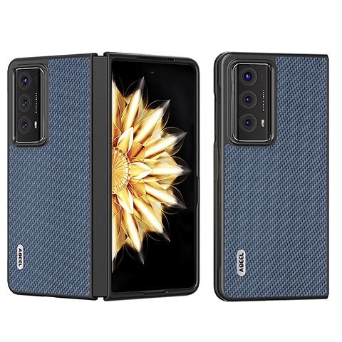 Funda Bumper Lujo Cuero y Plastico Mate Carcasa BH7 para Huawei Honor Magic V2 5G Azul