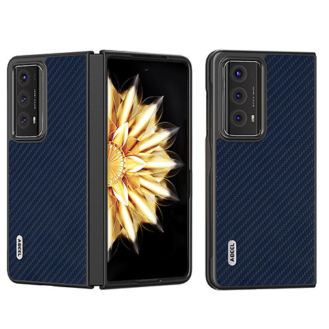 Funda Bumper Lujo Cuero y Plastico Mate Carcasa BH7 para Huawei Honor Magic V2 Ultimate 5G Azul Real