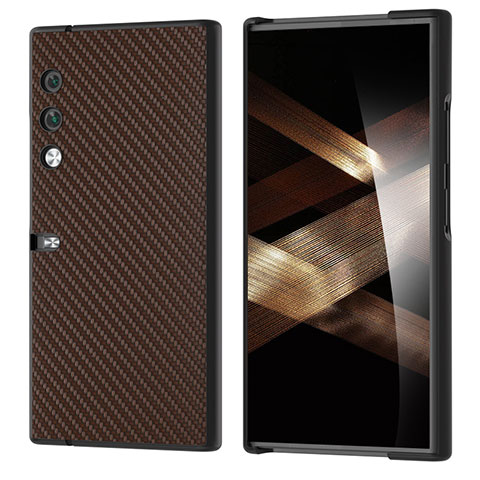 Funda Bumper Lujo Cuero y Plastico Mate Carcasa BH7 para Huawei Honor V Purse 5G Marron