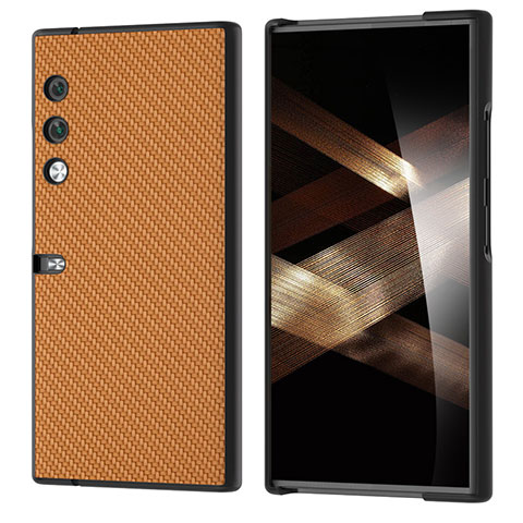 Funda Bumper Lujo Cuero y Plastico Mate Carcasa BH7 para Huawei Honor V Purse 5G Marron Claro