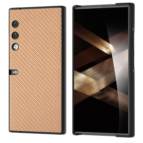 Funda Bumper Lujo Cuero y Plastico Mate Carcasa BH7 para Huawei Honor V Purse 5G Oro