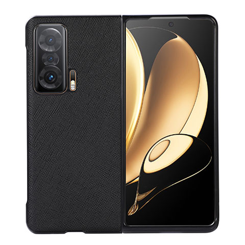 Funda Bumper Lujo Cuero y Plastico Mate Carcasa BH9 para Huawei Honor Magic V 5G Negro