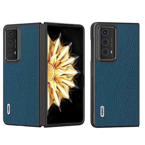 Funda Bumper Lujo Cuero y Plastico Mate Carcasa BH9 para Huawei Honor Magic V2 Ultimate 5G Azul