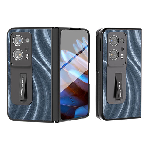 Funda Bumper Lujo Cuero y Plastico Mate Carcasa BH9 para Oppo Find N2 5G Azul