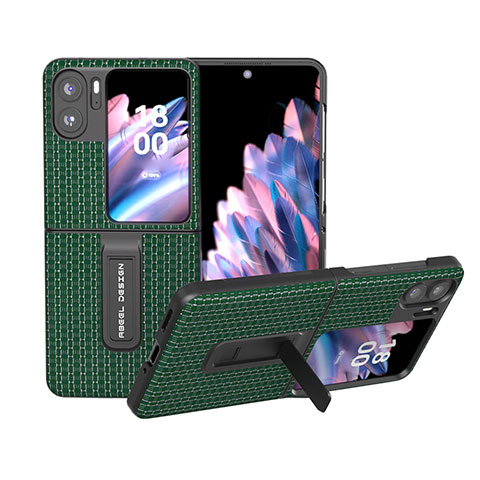 Funda Bumper Lujo Cuero y Plastico Mate Carcasa BH9 para Oppo Find N2 Flip 5G Verde