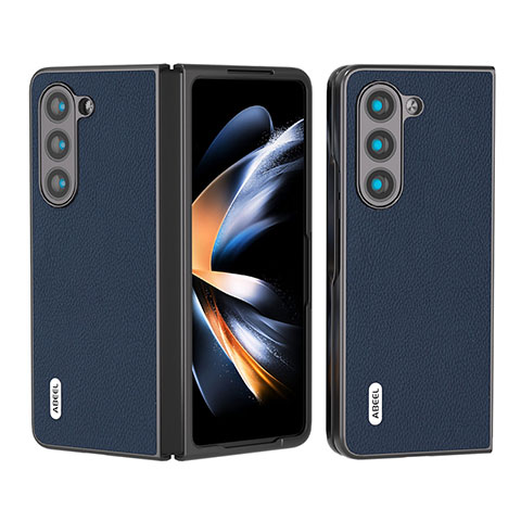 Funda Bumper Lujo Cuero y Plastico Mate Carcasa BH9 para Samsung Galaxy Z Fold5 5G Azul