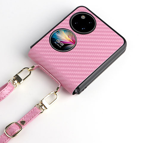 Funda Bumper Lujo Cuero y Plastico Mate Carcasa BY2 para Huawei Pocket S Rosa