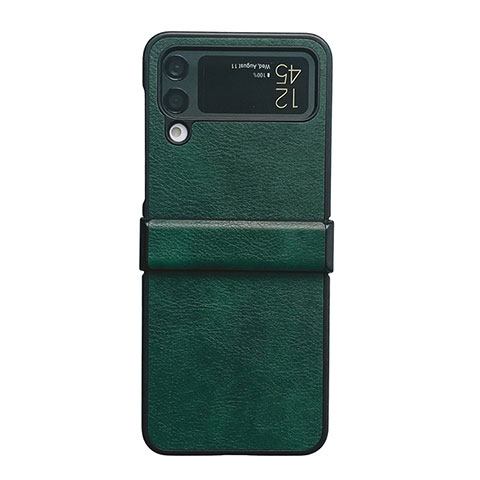 Funda Bumper Lujo Cuero y Plastico Mate Carcasa C08 para Samsung Galaxy Z Flip4 5G Verde