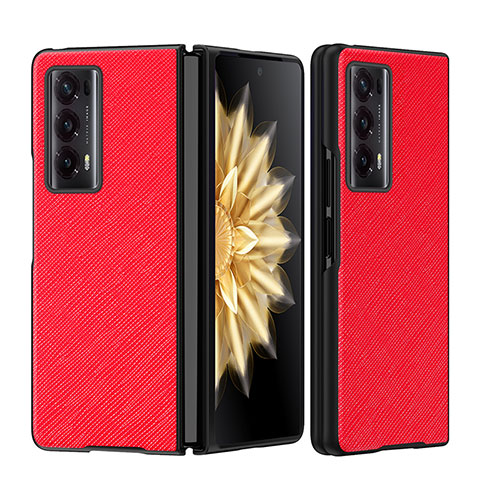 Funda Bumper Lujo Cuero y Plastico Mate Carcasa GS2 para Huawei Honor Magic V2 Ultimate 5G Rojo