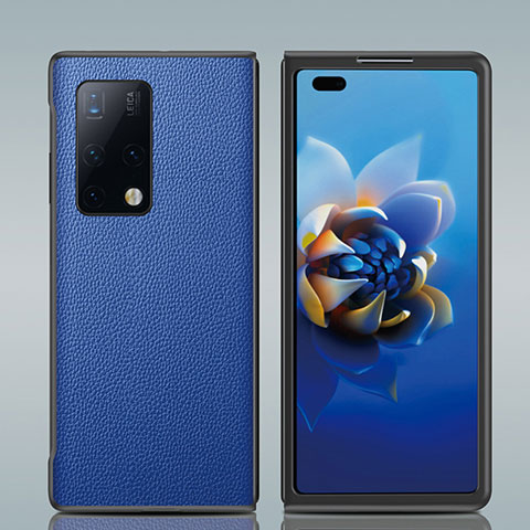 Funda Bumper Lujo Cuero y Plastico Mate Carcasa GS2 para Huawei Mate X2 Azul