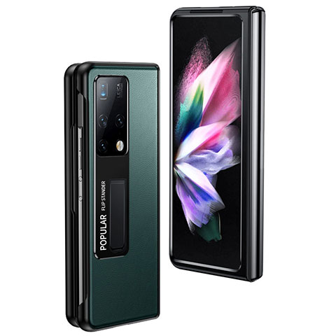 Funda Bumper Lujo Cuero y Plastico Mate Carcasa GS3 para Huawei Mate X2 Verde