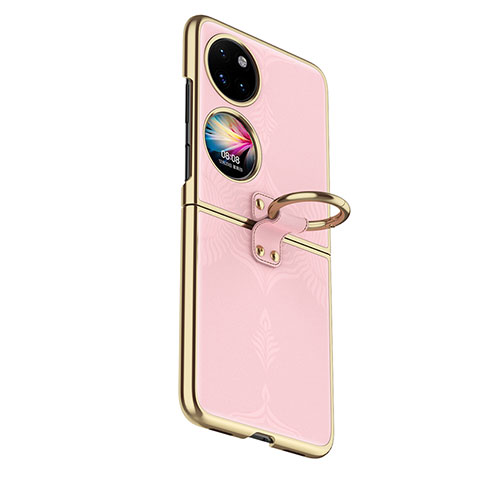 Funda Bumper Lujo Cuero y Plastico Mate Carcasa GS4 para Huawei P60 Pocket Oro Rosa