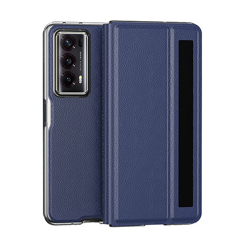 Funda Bumper Lujo Cuero y Plastico Mate Carcasa GS6 para Huawei Honor Magic V2 5G Azul