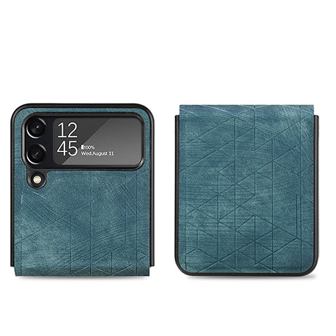 Funda Bumper Lujo Cuero y Plastico Mate Carcasa H01 para Samsung Galaxy Z Flip4 5G Verde