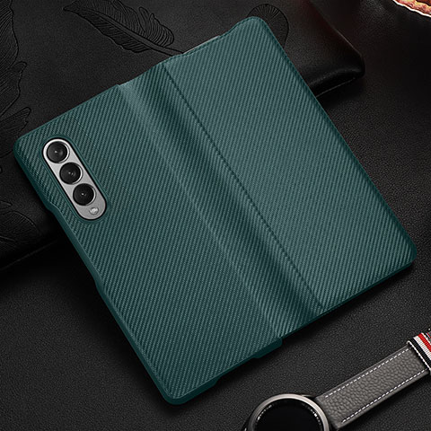 Funda Bumper Lujo Cuero y Plastico Mate Carcasa L01 para Samsung Galaxy Z Fold3 5G Verde