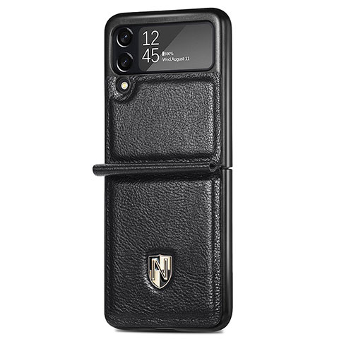 Funda Bumper Lujo Cuero y Plastico Mate Carcasa L07 para Samsung Galaxy Z Flip3 5G Negro