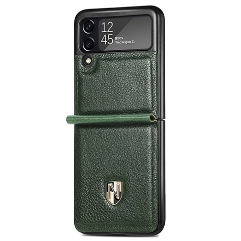 Funda Bumper Lujo Cuero y Plastico Mate Carcasa L07 para Samsung Galaxy Z Flip3 5G Verde