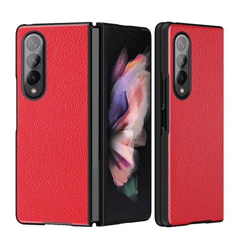 Funda Bumper Lujo Cuero y Plastico Mate Carcasa L08 para Samsung Galaxy Z Fold4 5G Rojo